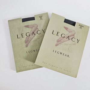 NWT Legacy Set of Two Bodyshapers Italian Lace Top Sheers Pantyhose Black Size D